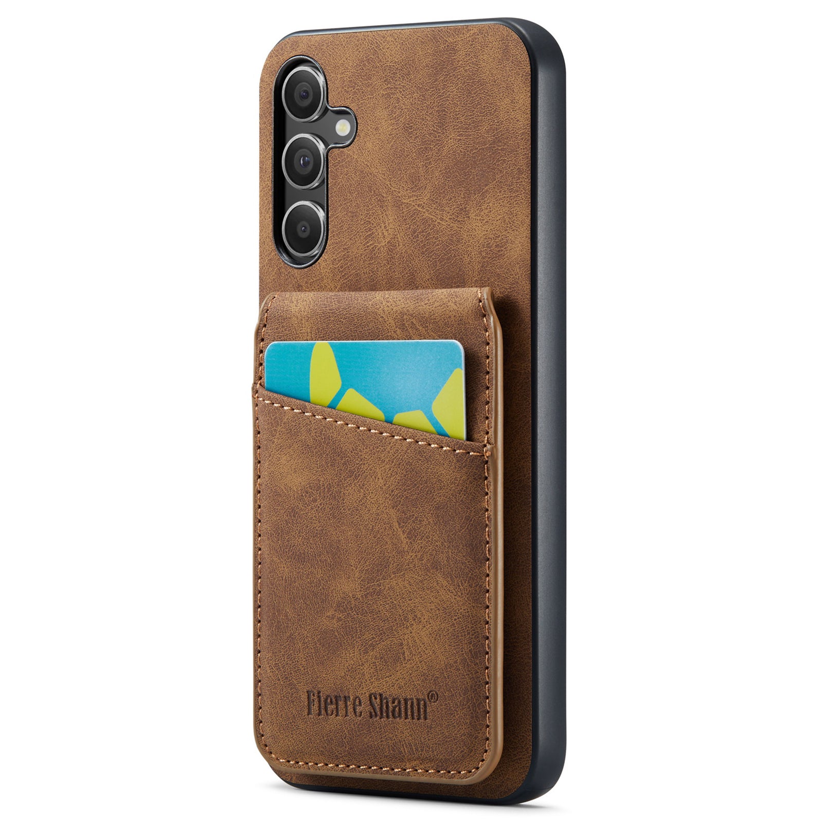 FIERRE SHANN For Samsung Galaxy A24 4G (162.1 x 77.6 x 8.3mm) Case PU+TPU Crazy Horse Texture Cellphone Cover - Black