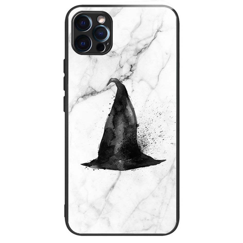For iPhone 15 Pro Max Tempered Glass Back Cover Phone Case Pattern Anti-Scratch - Columns Crown