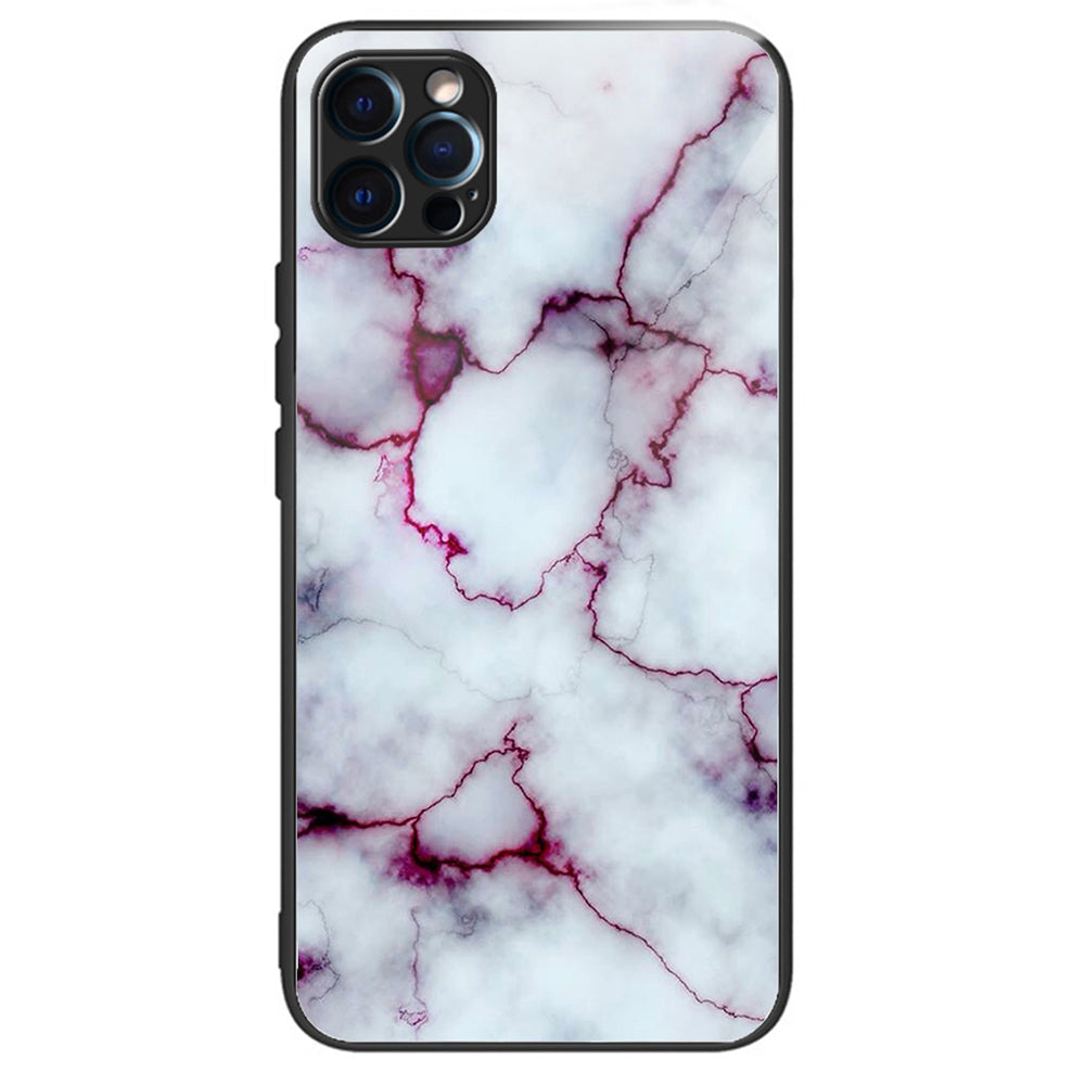 For iPhone 15 Pro Max Tempered Glass Back Cover Phone Case Pattern Anti-Scratch - Columns Crown