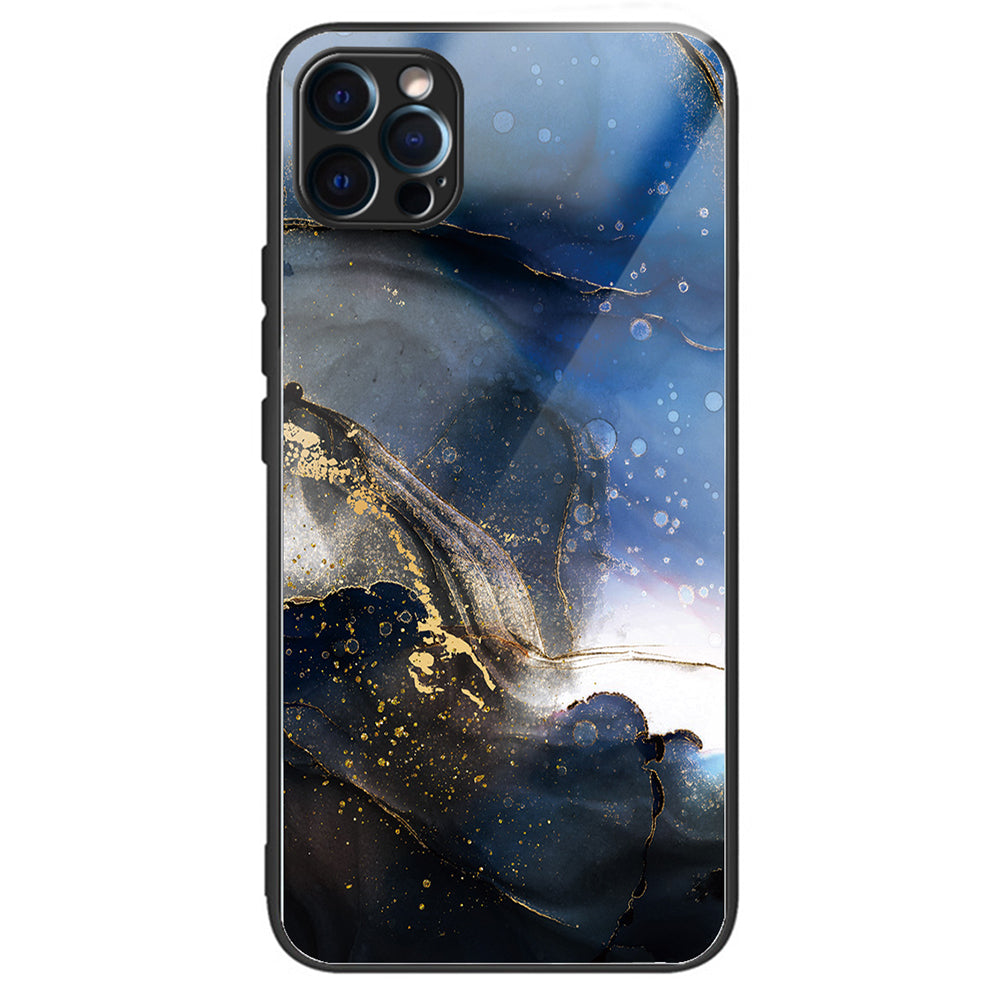 For iPhone 15 Pro Max Tempered Glass Back Cover Phone Case Pattern Anti-Scratch - Columns Crown