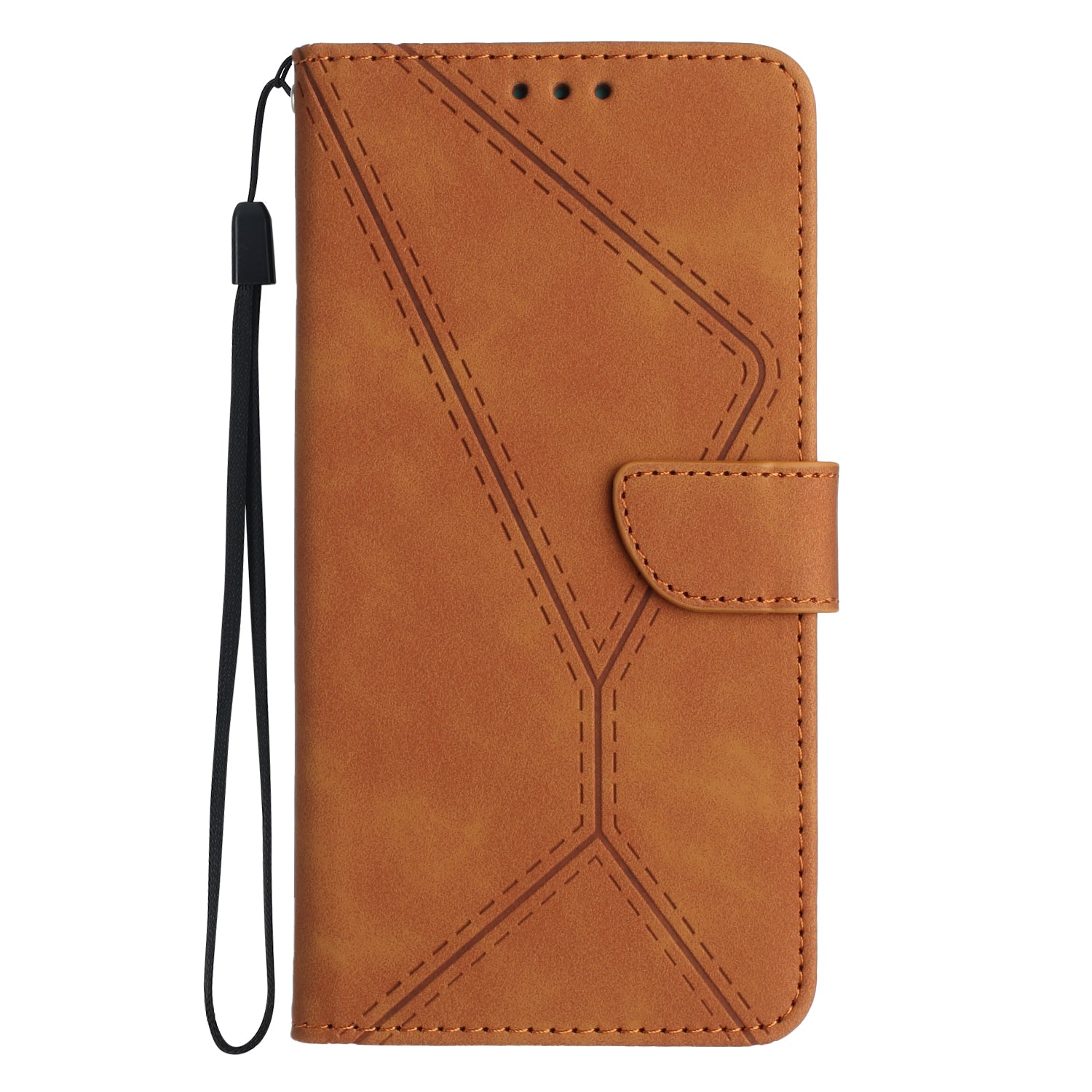 HT05 For Oppo A59 5G Skin-Feel Leather Case Wallet Splicing Phone Cover - Brown