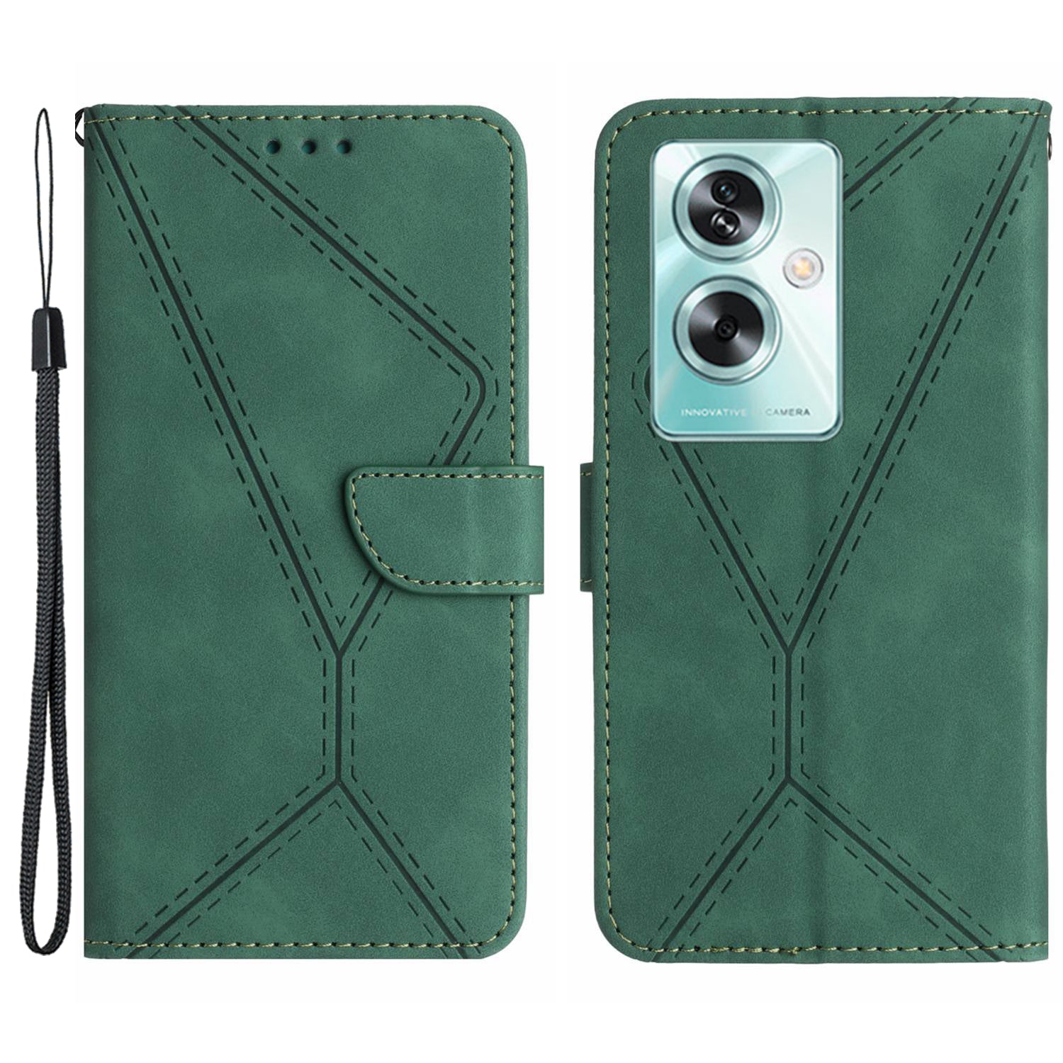 HT05 For Oppo A59 5G Skin-Feel Leather Case Wallet Splicing Phone Cover - Brown
