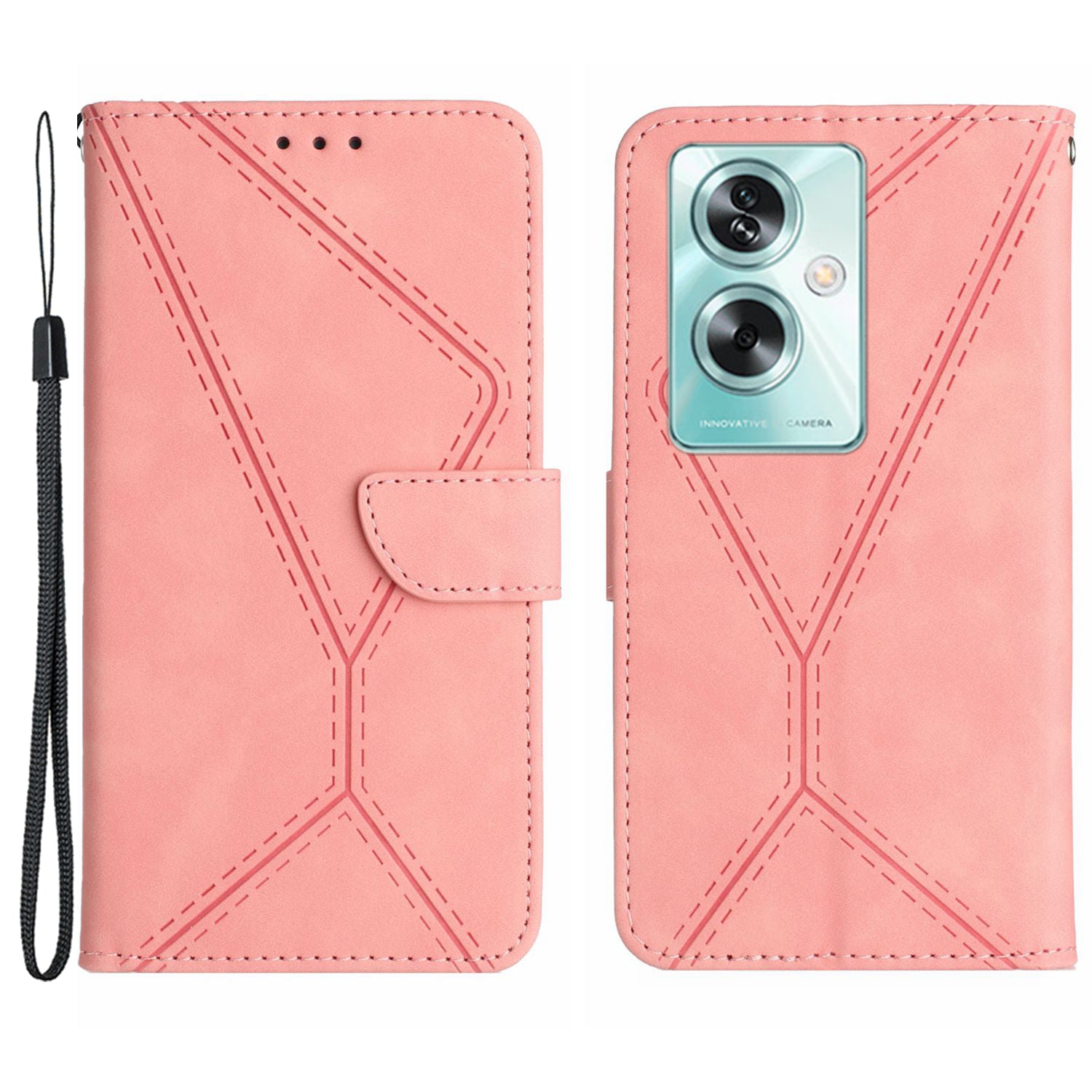 HT05 For Oppo A59 5G Skin-Feel Leather Case Wallet Splicing Phone Cover - Brown