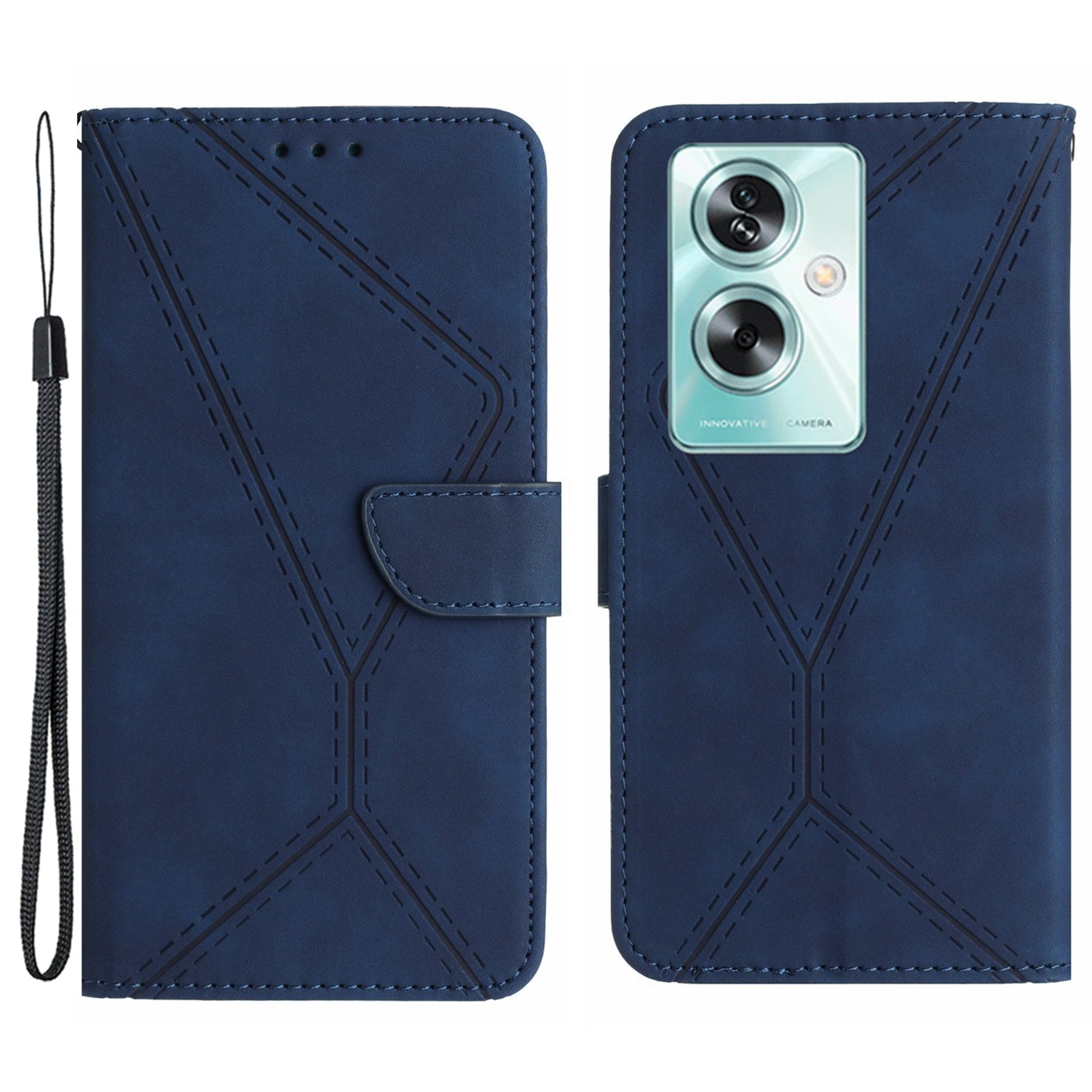 HT05 For Oppo A59 5G Skin-Feel Leather Case Wallet Splicing Phone Cover - Brown
