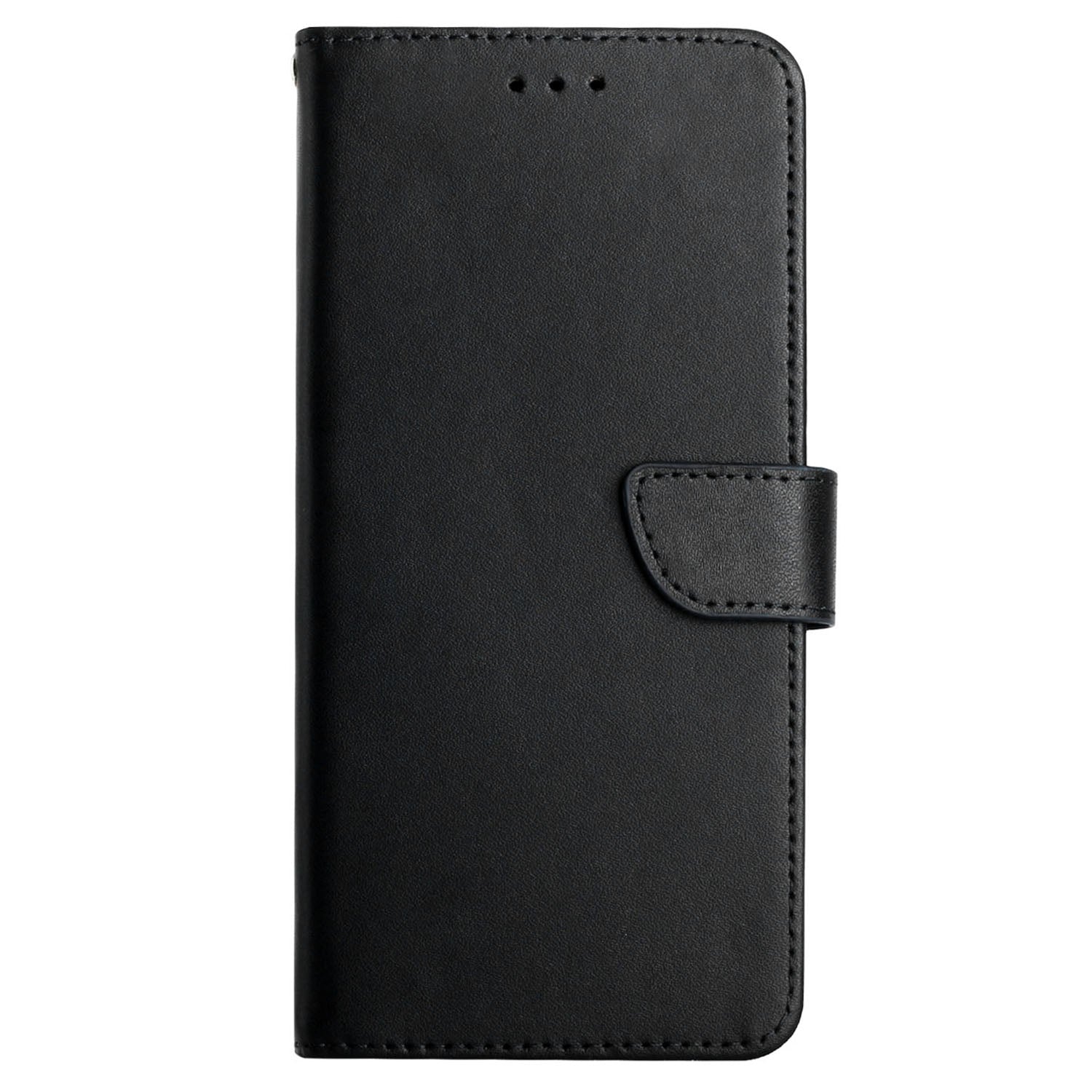 HT02 Genuine Cow Leather Case for Oppo A59 5G Wallet Phone Cover Nappa Texture - Black