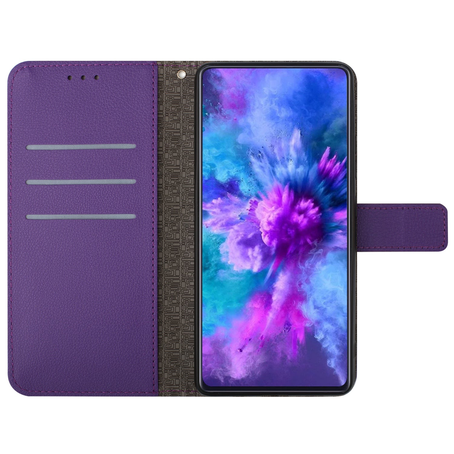 HT06 For Oppo A59 5G Leather Case Litchi Texture Flip Wallet Phone Cover - Dark Purple