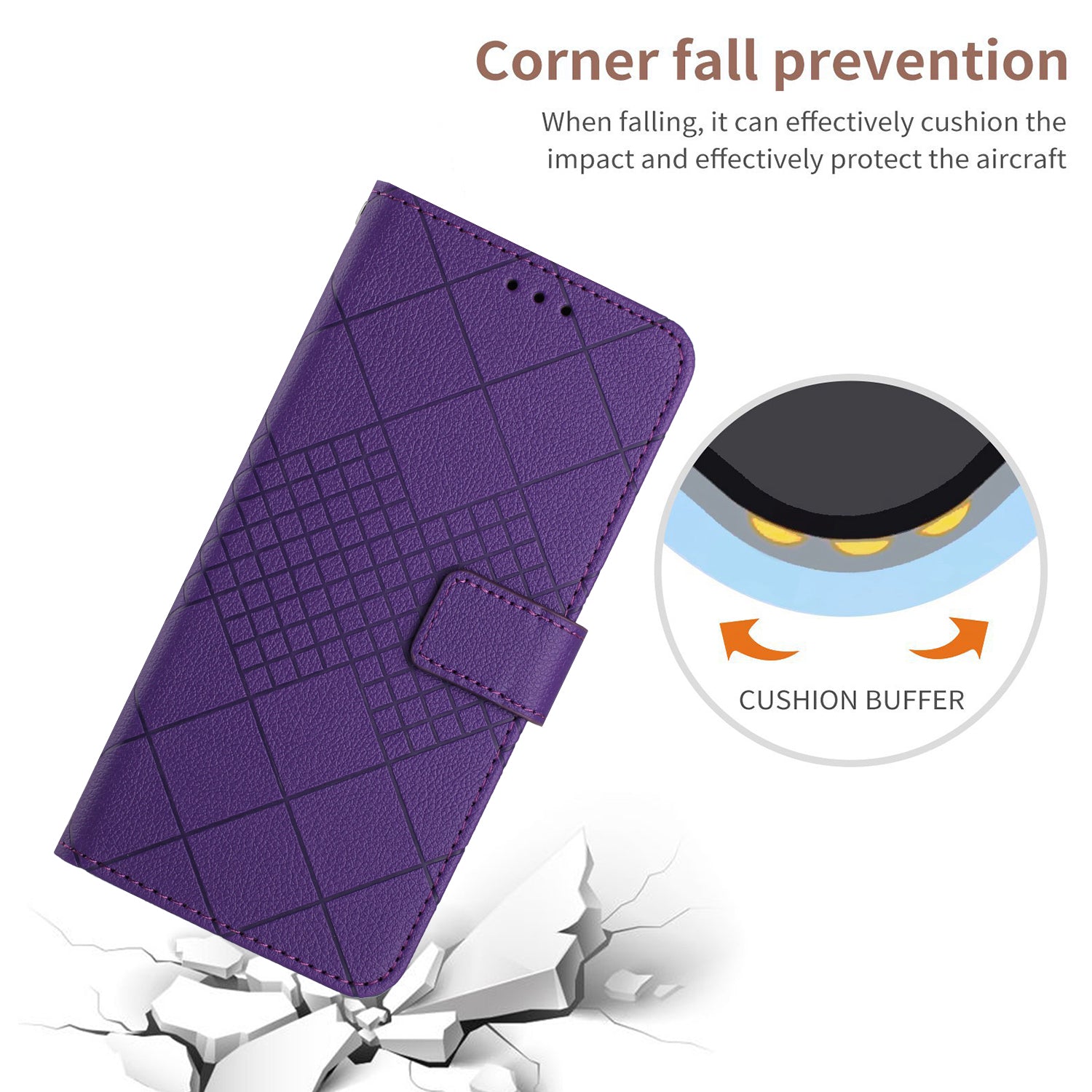 HT06 For Oppo A59 5G Leather Case Litchi Texture Flip Wallet Phone Cover - Dark Purple
