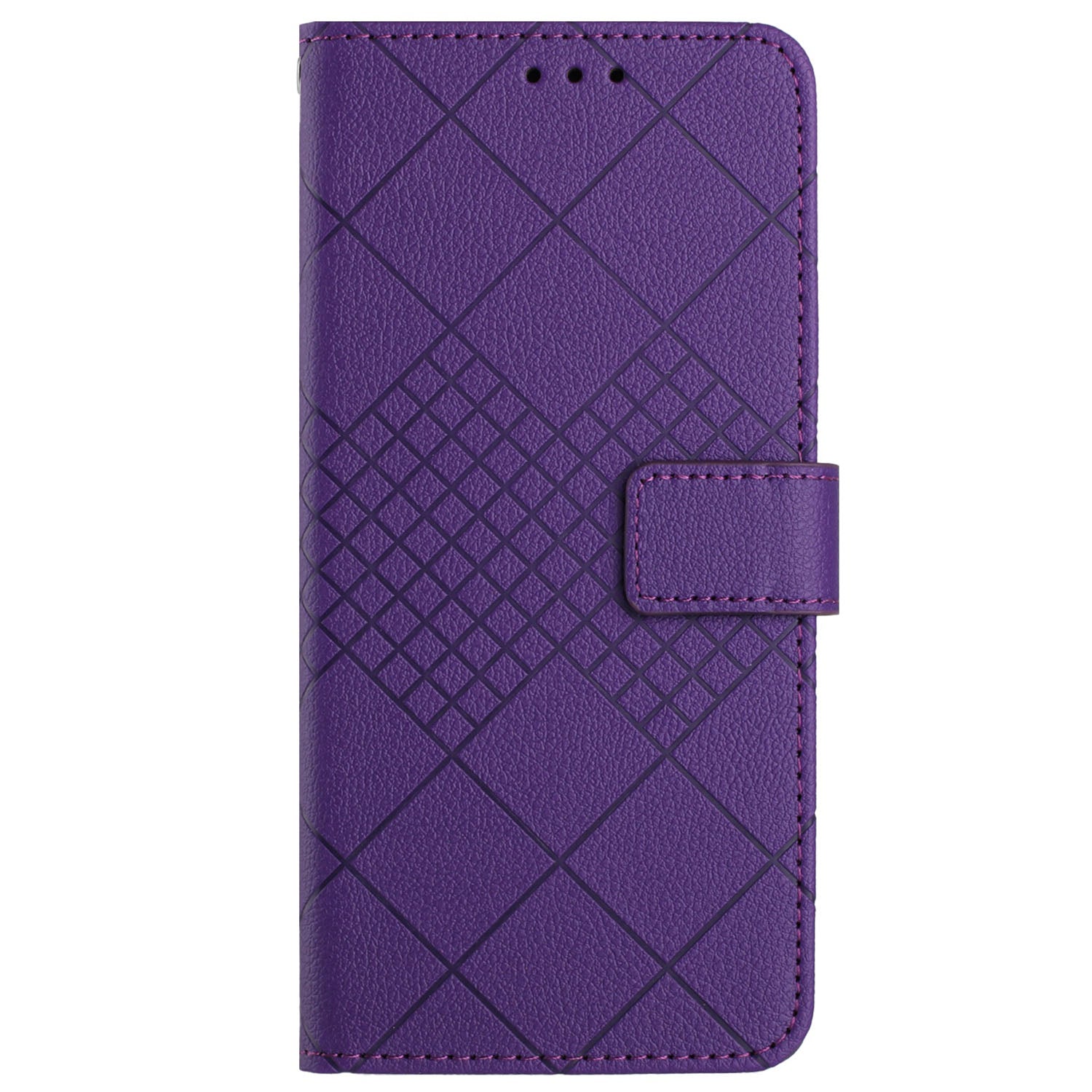 HT06 For Oppo A59 5G Leather Case Litchi Texture Flip Wallet Phone Cover - Dark Purple