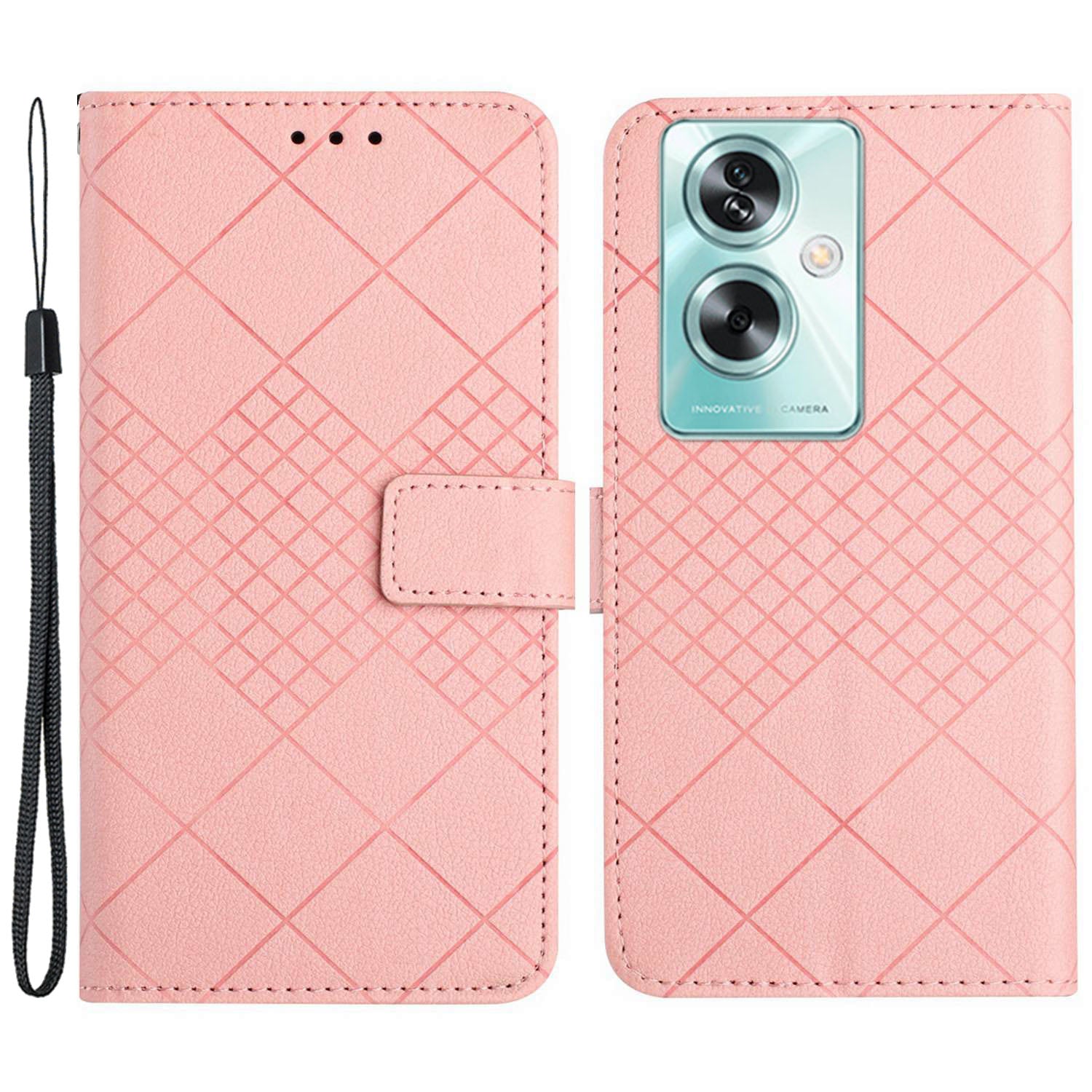 HT06 For Oppo A59 5G Leather Case Litchi Texture Flip Wallet Phone Cover - Dark Purple