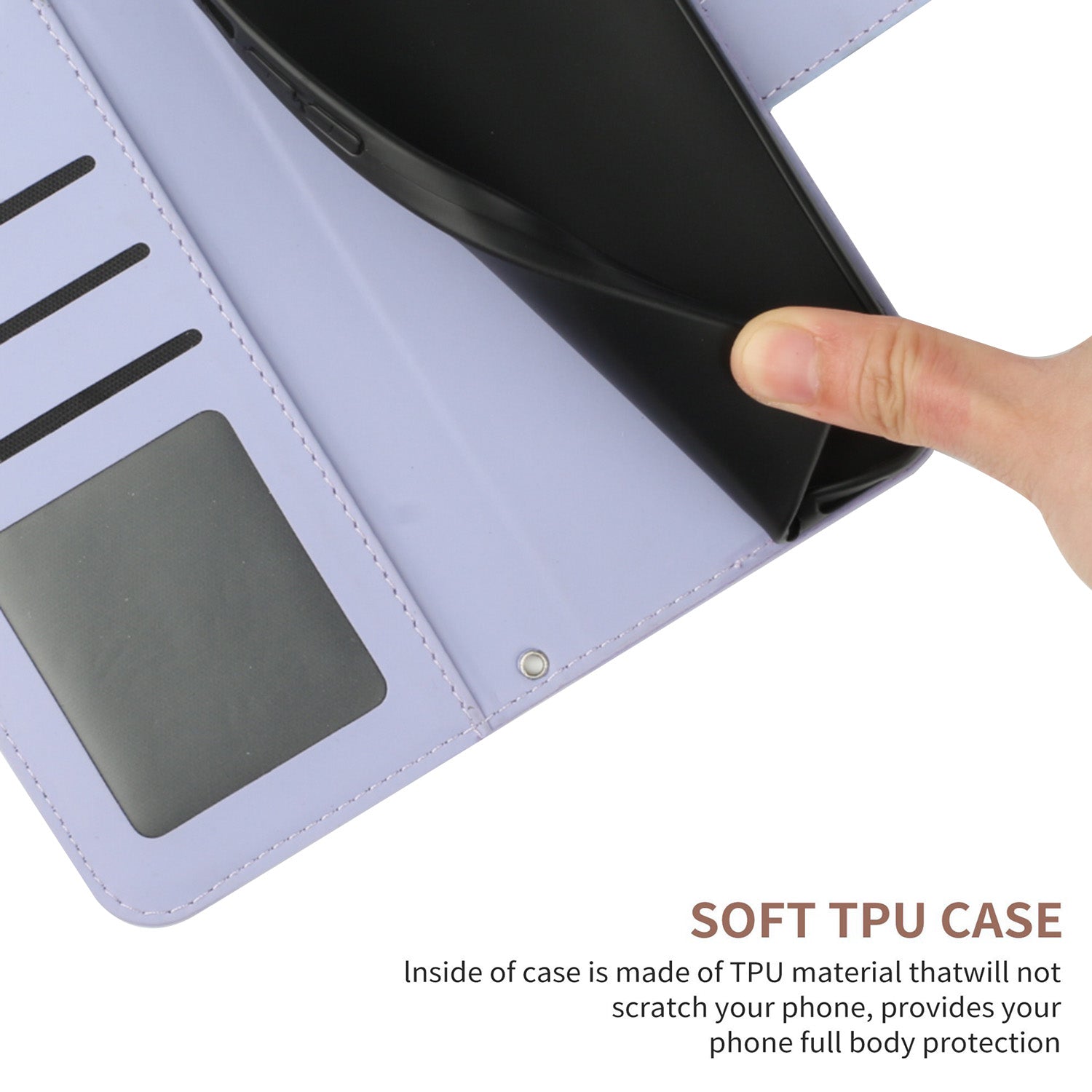 HT04 For Oppo A59 5G Case Wallet Leather Cover Sunflower Pattern with Hand Strap - Light Purple