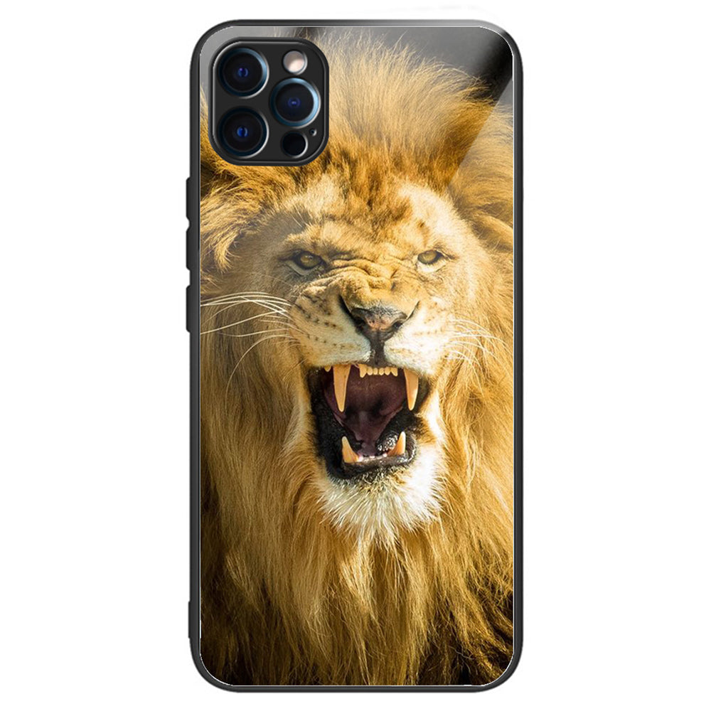 For iPhone 15 Pro Pattern Phone Case Shockproof Tempered Glass + TPU Cover - Bottle Butterfly