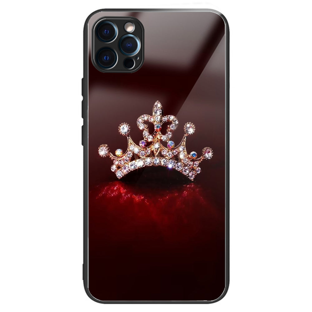For iPhone 15 Pro Pattern Phone Case Shockproof Tempered Glass + TPU Cover - Bottle Butterfly