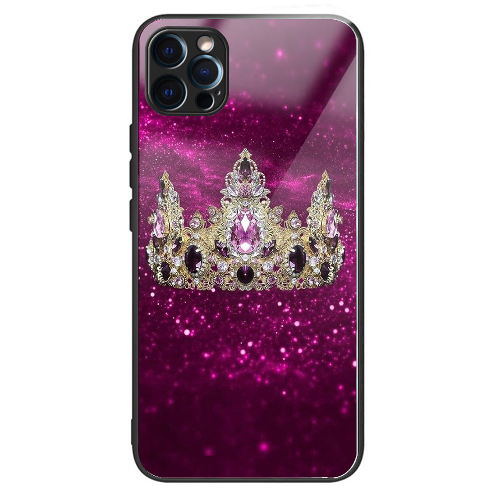 For iPhone 15 Pro Pattern Phone Case Shockproof Tempered Glass + TPU Cover - Bottle Butterfly