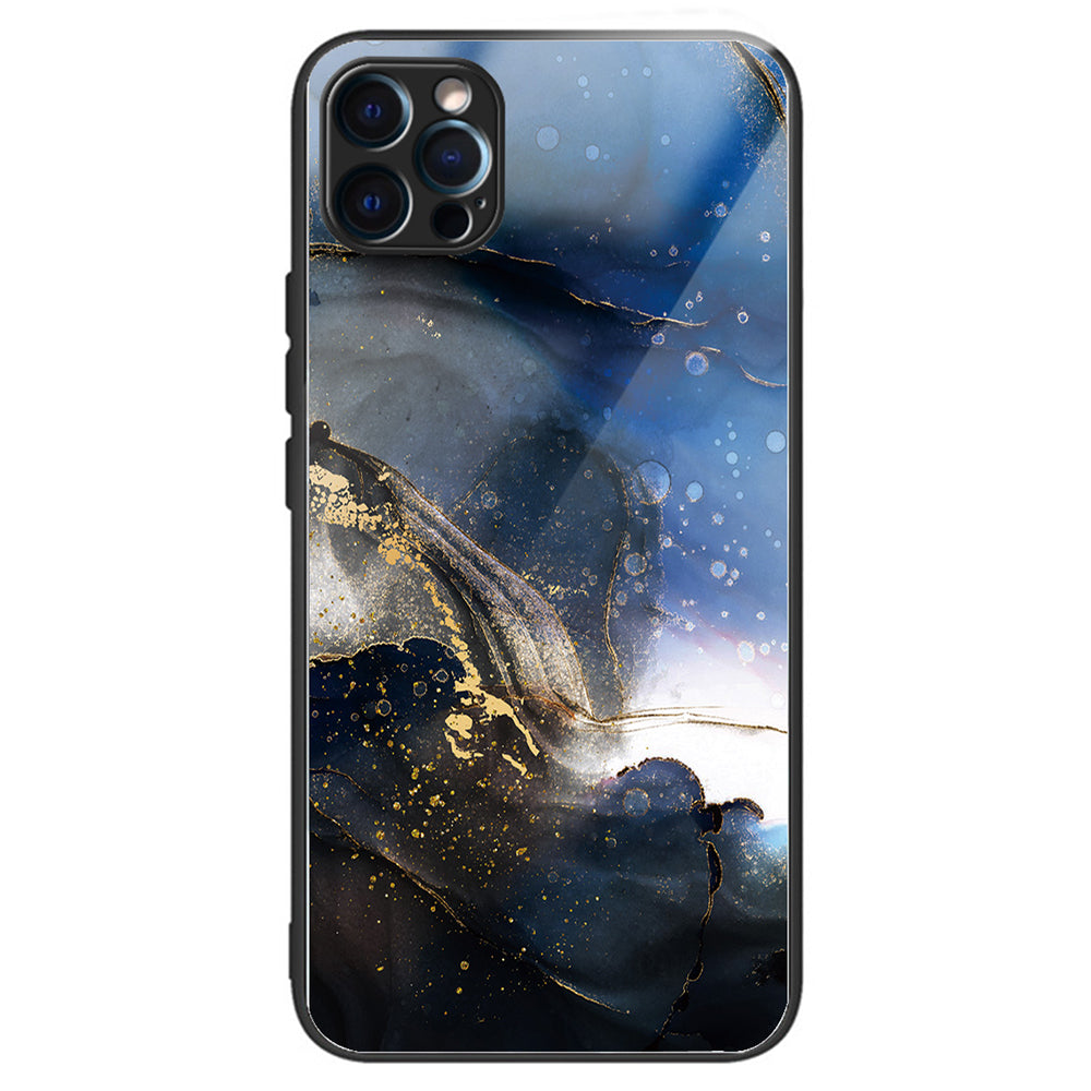 For iPhone 15 Pro Pattern Phone Case Shockproof Tempered Glass + TPU Cover - Bottle Butterfly