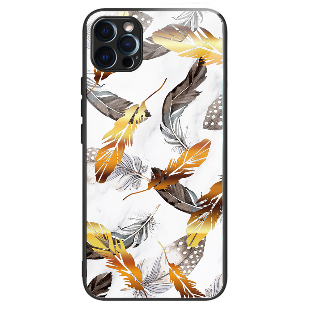 For iPhone 15 Pro Pattern Phone Case Shockproof Tempered Glass + TPU Cover - Bottle Butterfly