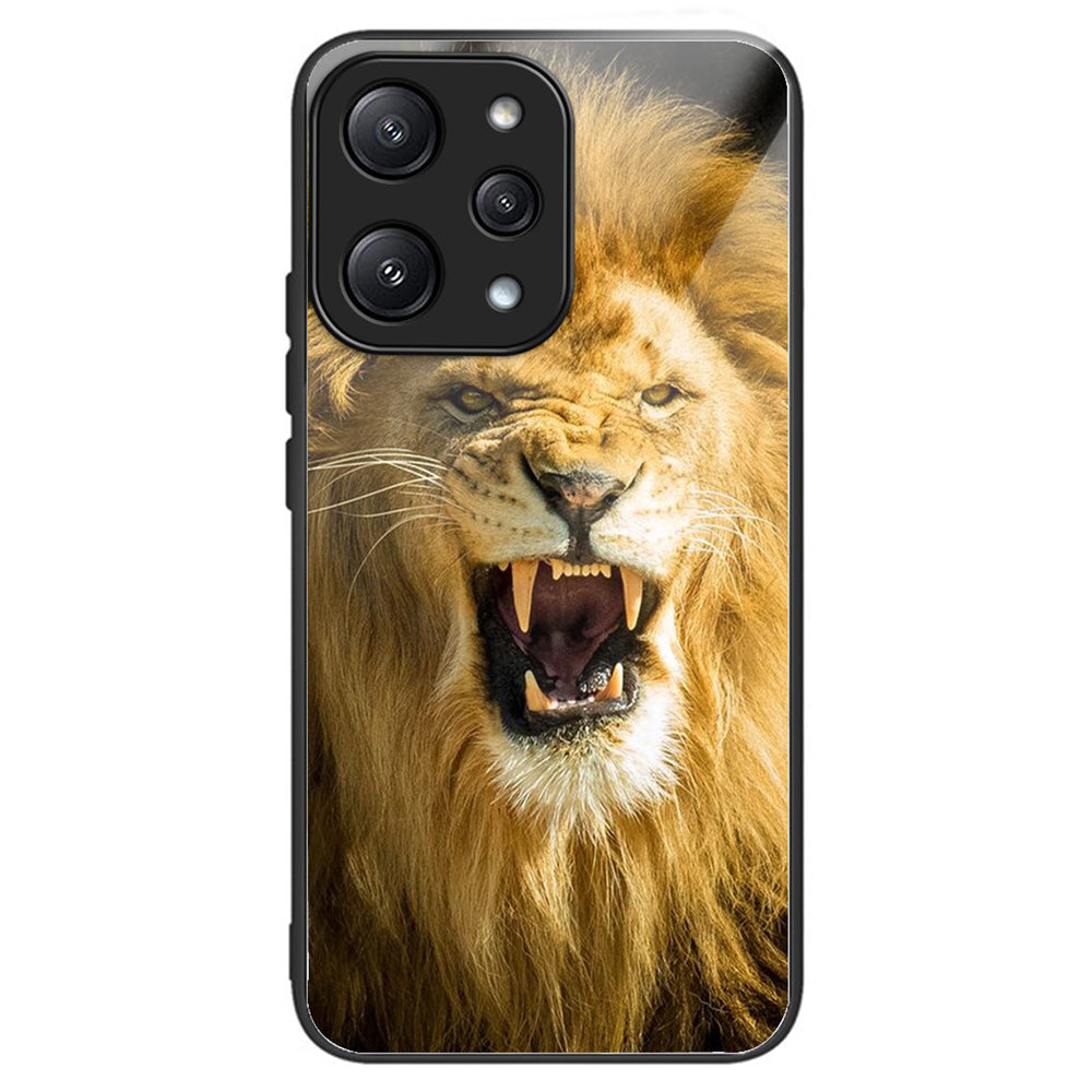 For Xiaomi Redmi 12 5G (Global) Tempered Glass Case TPU Frame Protective Phone Cover Pattern Printing - Columns Crown