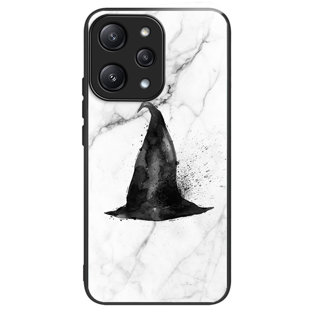 For Xiaomi Redmi 12 5G (Global) Tempered Glass Case TPU Frame Protective Phone Cover Pattern Printing - Columns Crown