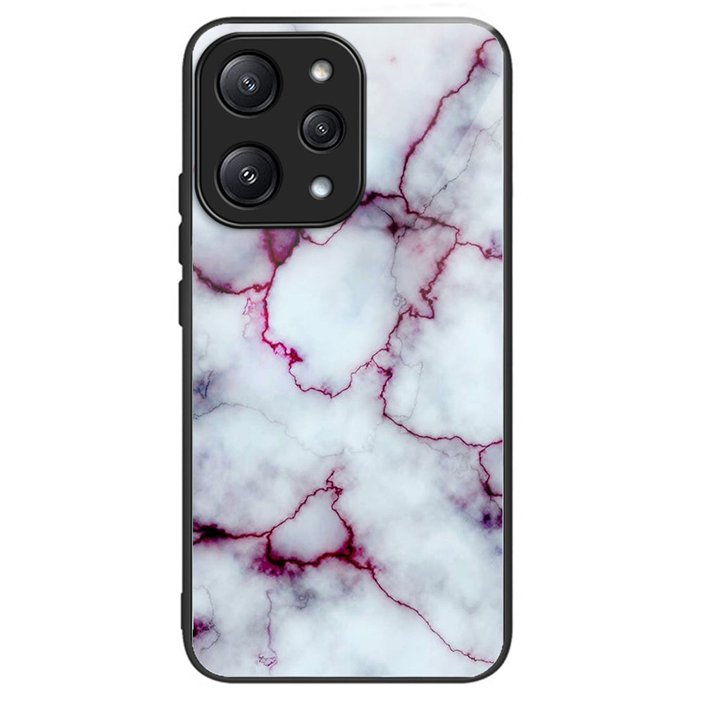 For Xiaomi Redmi 12 5G (Global) Tempered Glass Case TPU Frame Protective Phone Cover Pattern Printing - Columns Crown