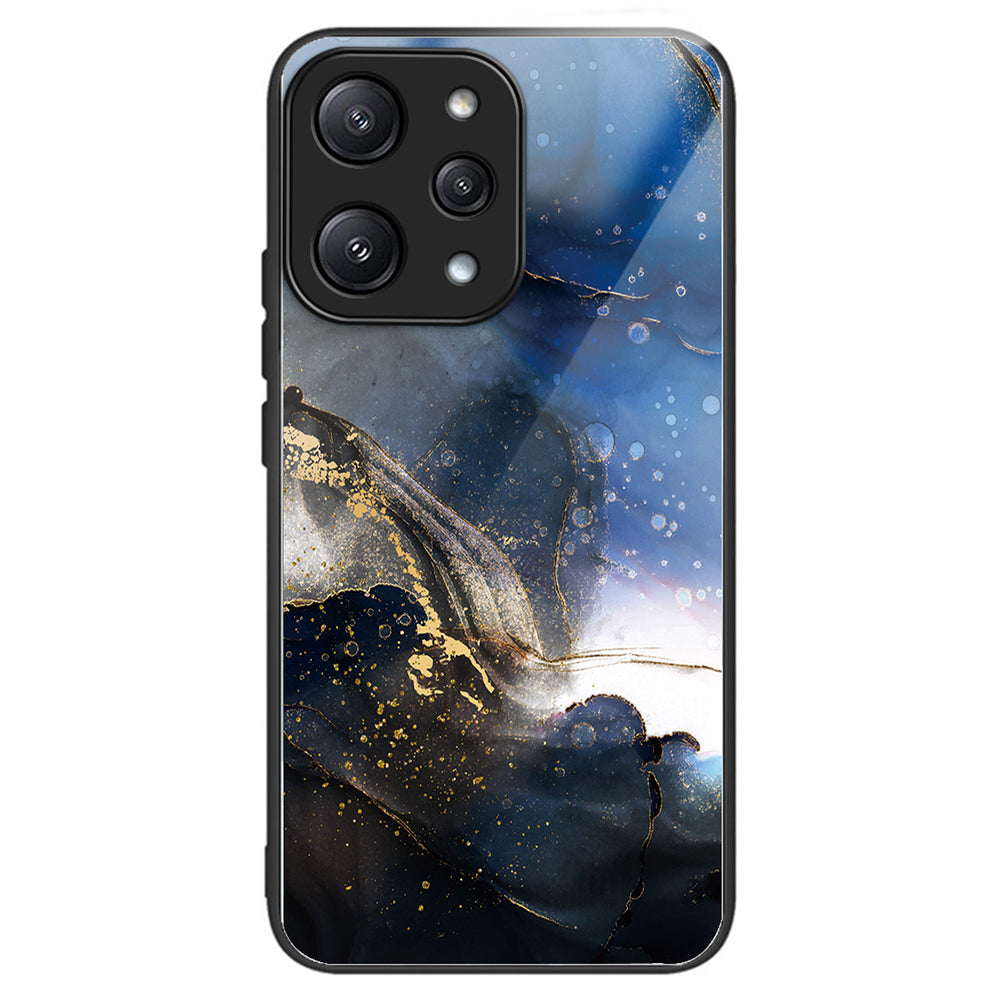 For Xiaomi Redmi 12 5G (Global) Tempered Glass Case TPU Frame Protective Phone Cover Pattern Printing - Columns Crown