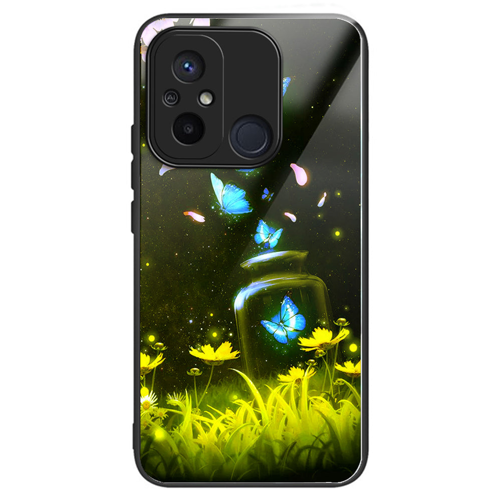 Phone Case for Xiaomi Redmi 12C 4G Resistant TPU+Tempered Glass Cover Pattern Design - Columns Crown