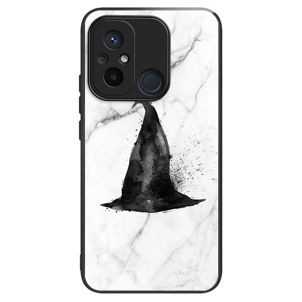 Phone Case for Xiaomi Redmi 12C 4G Resistant TPU+Tempered Glass Cover Pattern Design - Columns Crown