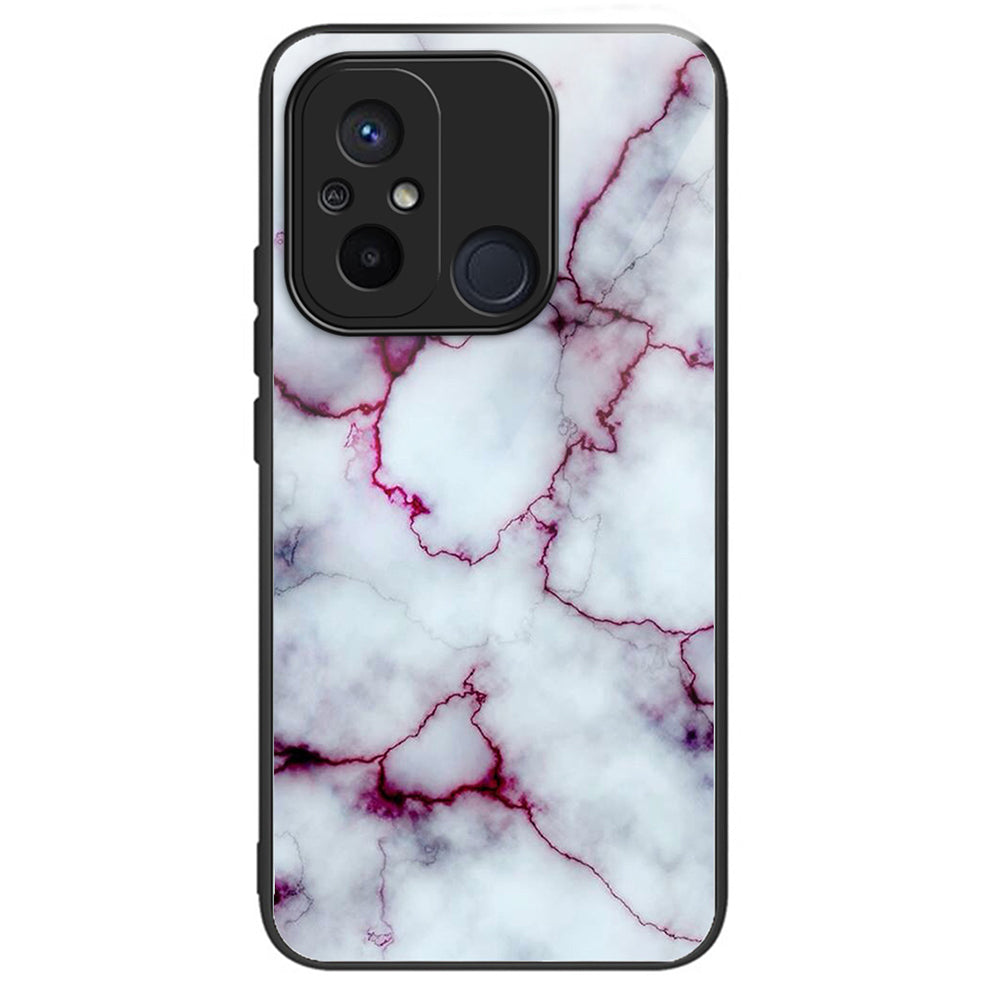 Phone Case for Xiaomi Redmi 12C 4G Resistant TPU+Tempered Glass Cover Pattern Design - Columns Crown