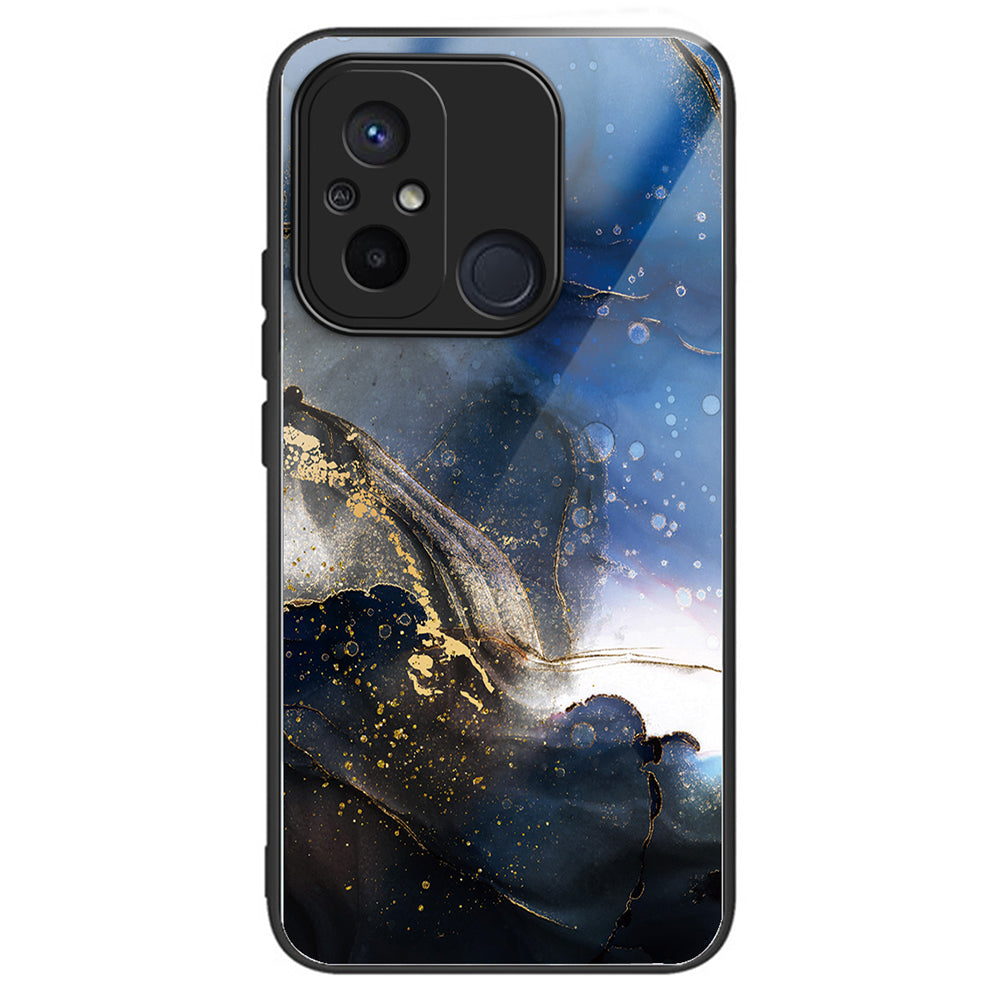 Phone Case for Xiaomi Redmi 12C 4G Resistant TPU+Tempered Glass Cover Pattern Design - Columns Crown
