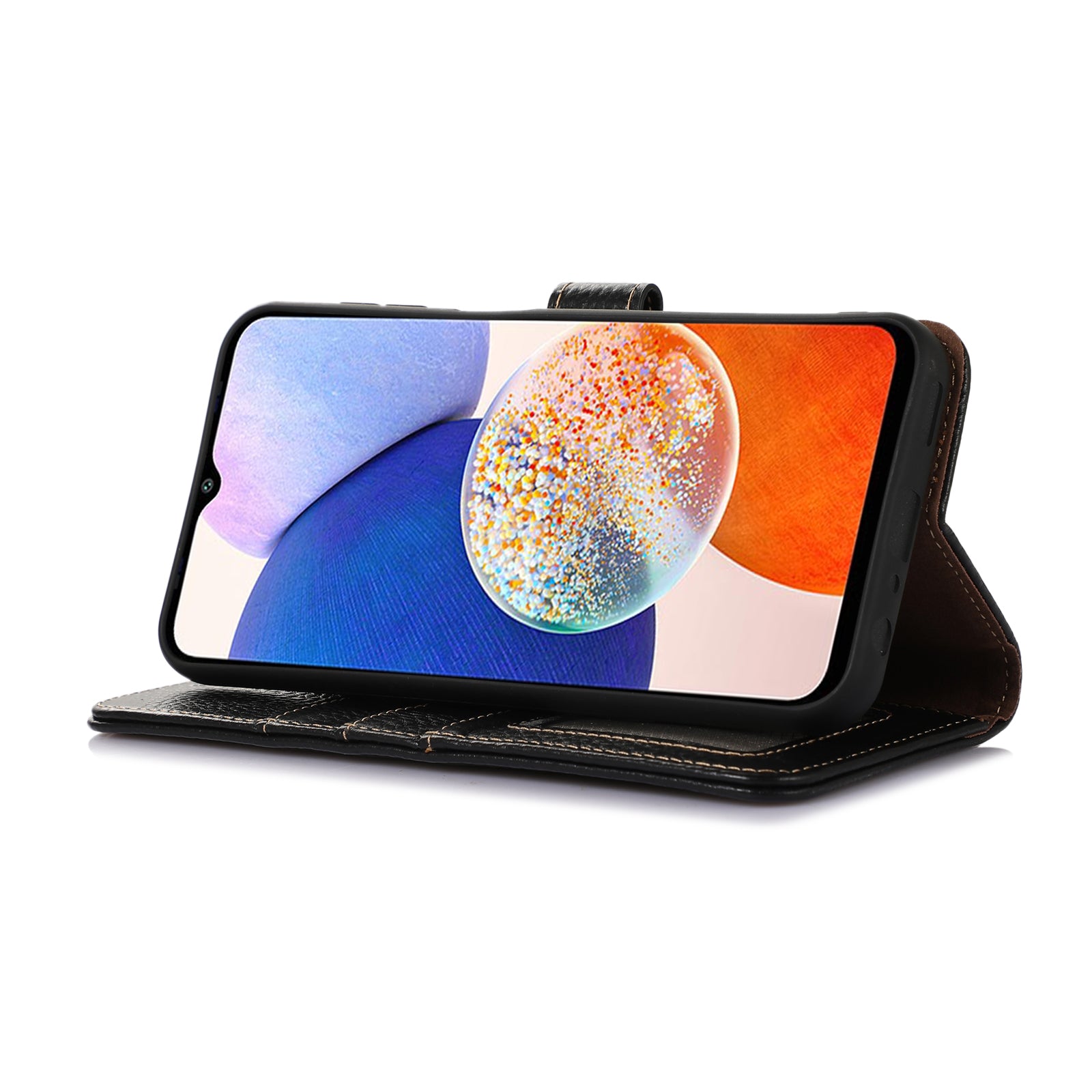 For Samsung Galaxy Xcover7 RFID Blocking Phone Case Genuine Cow Leather Cover - Black