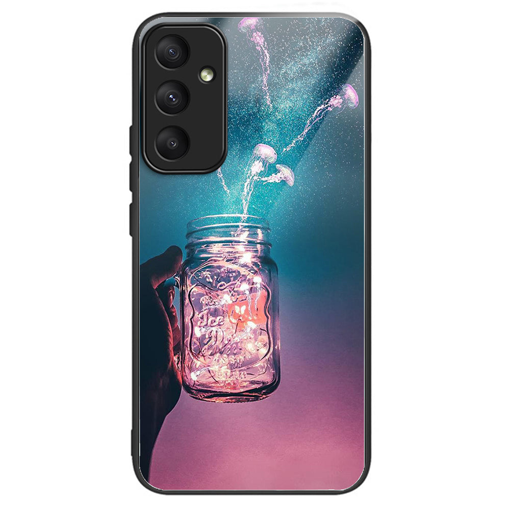 For Samsung Galaxy A55 5G Phone Back Cover Tempered Glass Pattern Design Case - Columns Crown