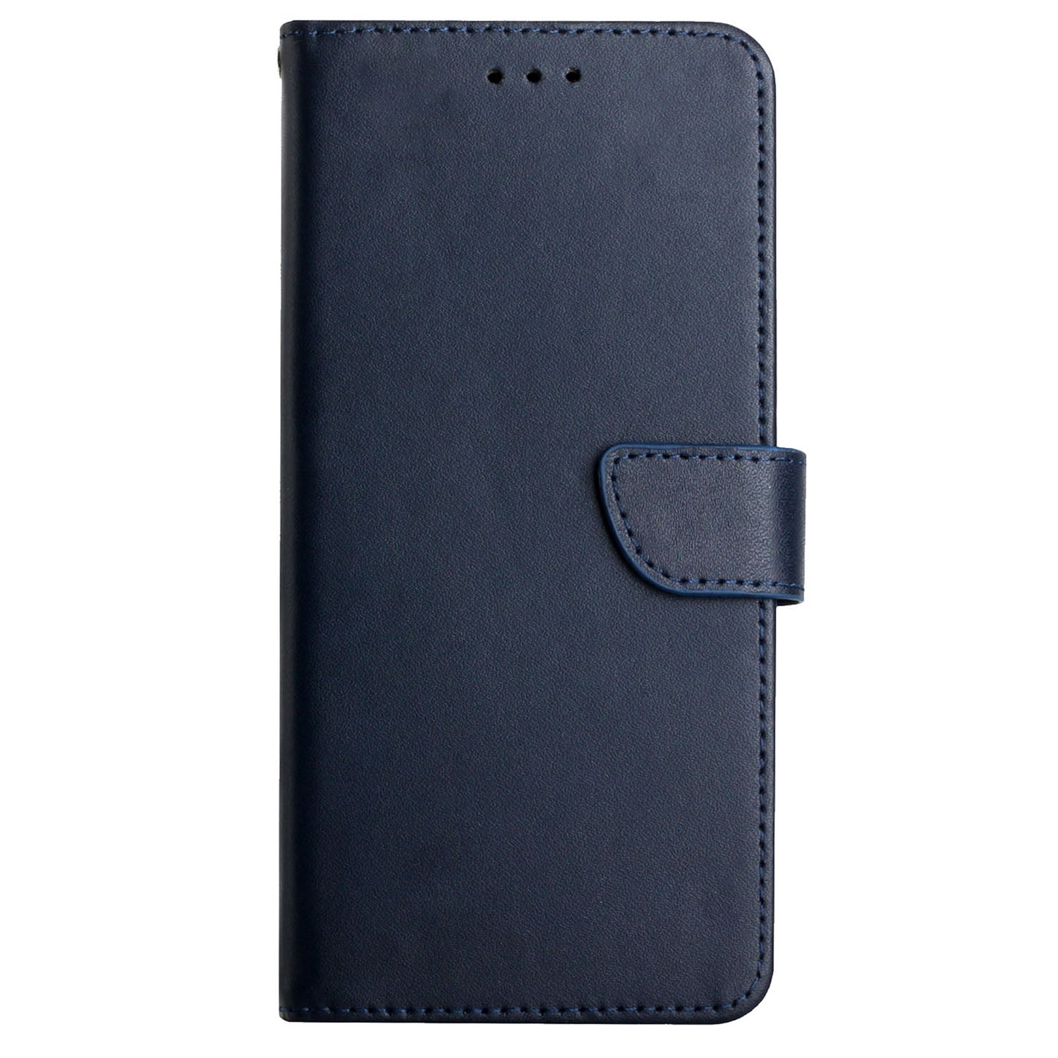 HT02 For Motorola Moto G34 5G Wallet Phone Case Nappa Texture Genuine Cow Leather Cover - Blue