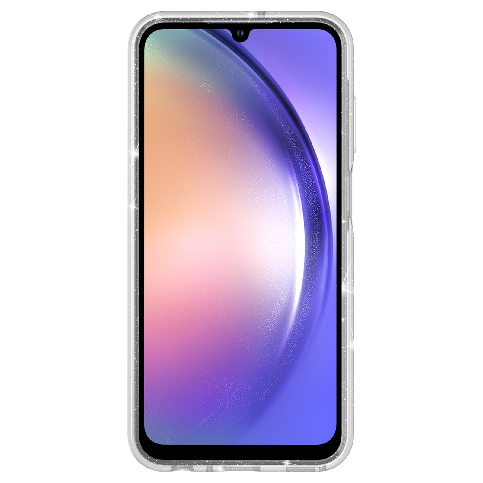 Cell Phone Cover for Samsung Galaxy A55 5G Case PC+TPU Anti-scratch Sparkly Glitter Mobile Shell - White