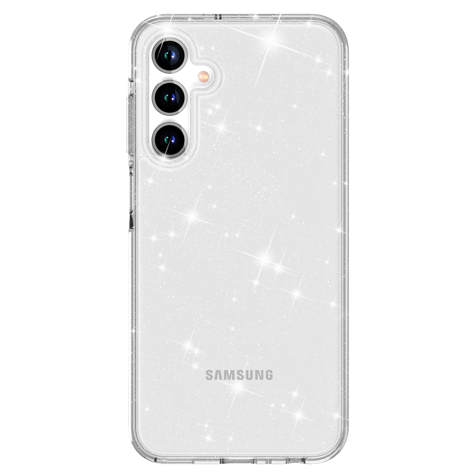 For Samsung Galaxy A25 5G (Global) (161.0 x 76.5 x 8.3mm) Phone Case Anti-scratch Sparkly Glitter PC+TPU Cell Phone Cover - White