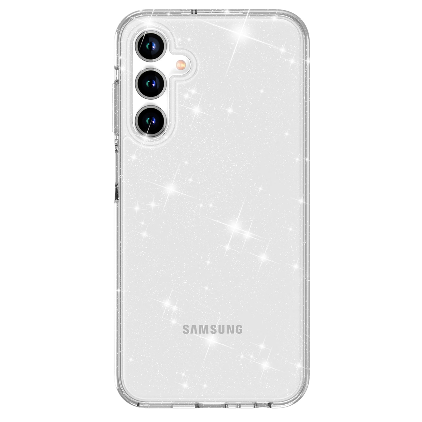 For Samsung Galaxy A35 5G Case PC+TPU Anti-scratch Sparkly Glitter Cell Phone Cover - White