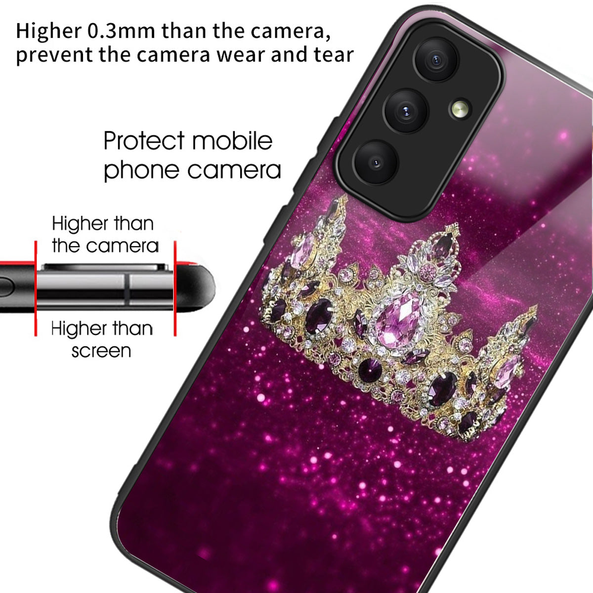 For Samsung Galaxy A35 5G Tempered Glass Phone Case Pattern Drop Protection - Columns Crown