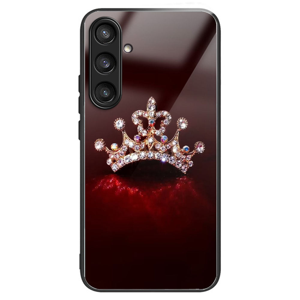 For Samsung Galaxy S23 FE Protective Phone Case Tempered Glass Pattern Printing - Columns Crown