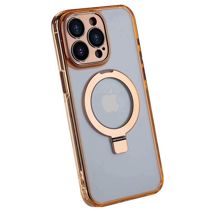 For iPhone 14 Pro Max Kickstand Case TPU+PC Phone Cover Compatible with MagSafe - Transparent Black