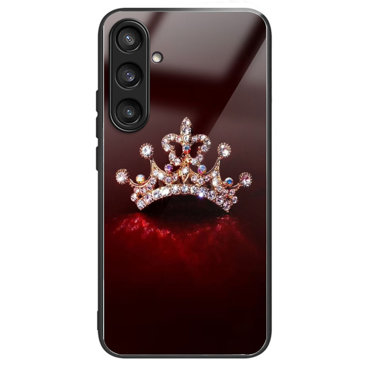 For Samsung Galaxy S24 Tempered Glass Back Case TPU Edge Phone Cover - Columns Crown