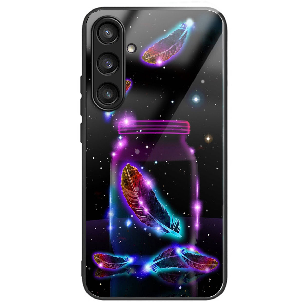 For Samsung Galaxy S24 Tempered Glass Back Case TPU Edge Phone Cover - Columns Crown