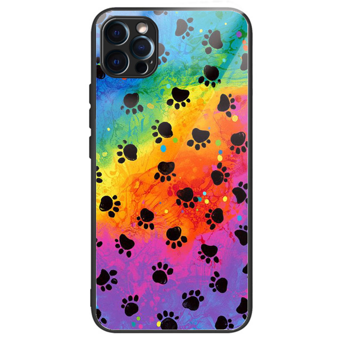 For iPhone 15 Pro Max Tempered Glass+TPU Case Pattern Printed Phone Cover - Footprint