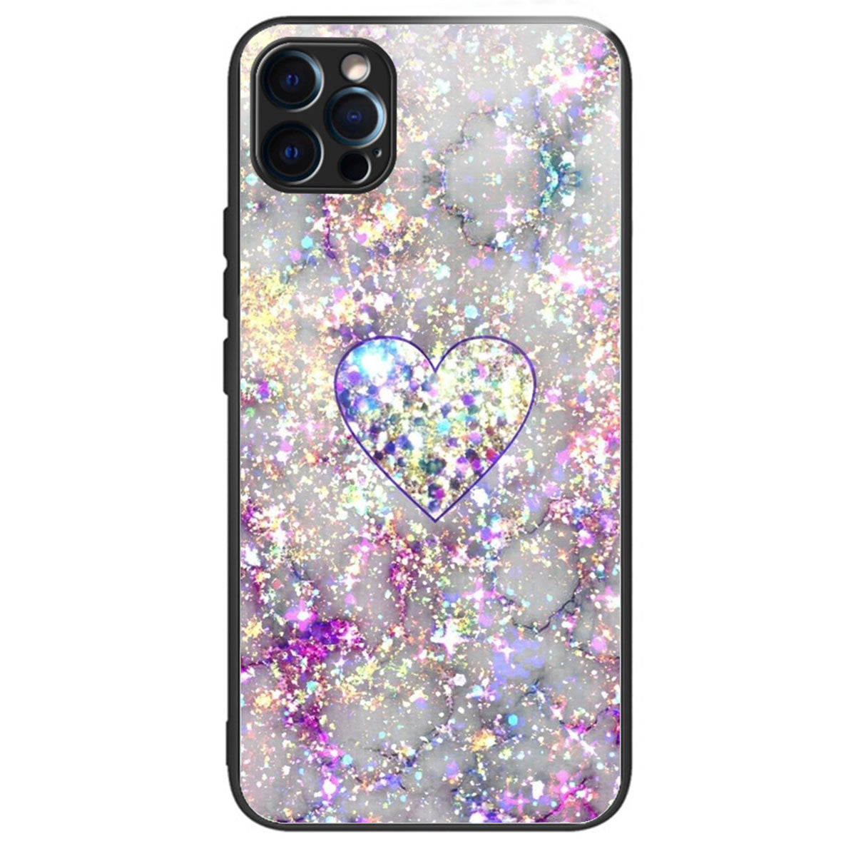 For iPhone 15 Pro Max Tempered Glass+TPU Case Pattern Printed Phone Cover - Footprint