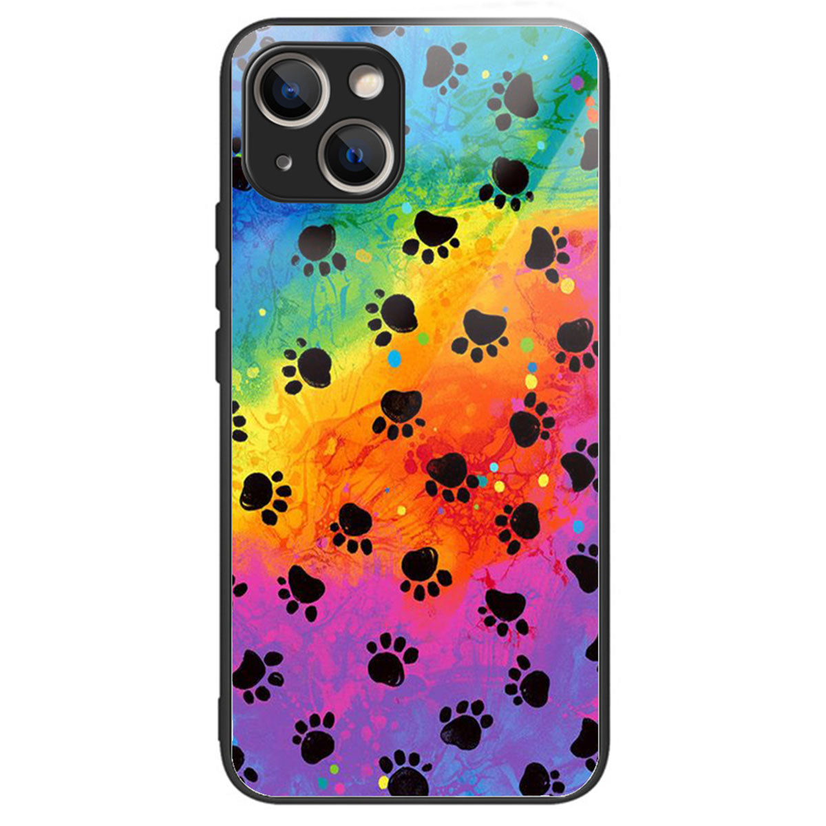 For iPhone 15 Tempered Glass Case Pattern Printing Phone Cover Drop-proof - Sunflower