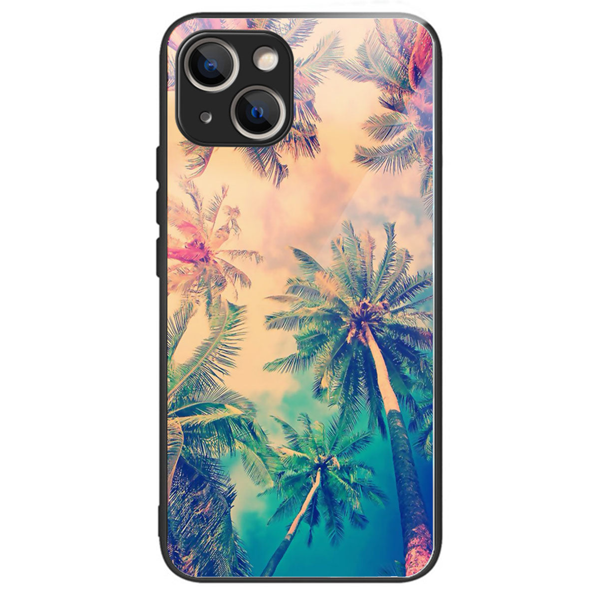 For iPhone 15 Tempered Glass Case Pattern Printing Phone Cover Drop-proof - Sunflower
