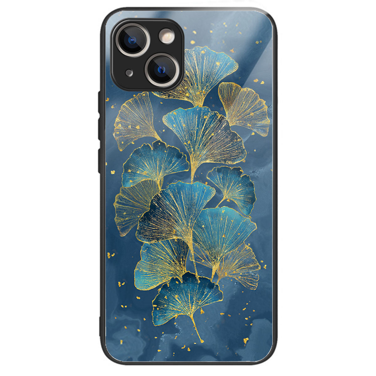 For iPhone 15 Tempered Glass Case Pattern Printing Phone Cover Drop-proof - Sunflower