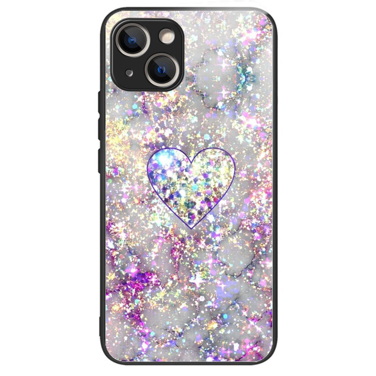 For iPhone 15 Tempered Glass Case Pattern Printing Phone Cover Drop-proof - Sunflower