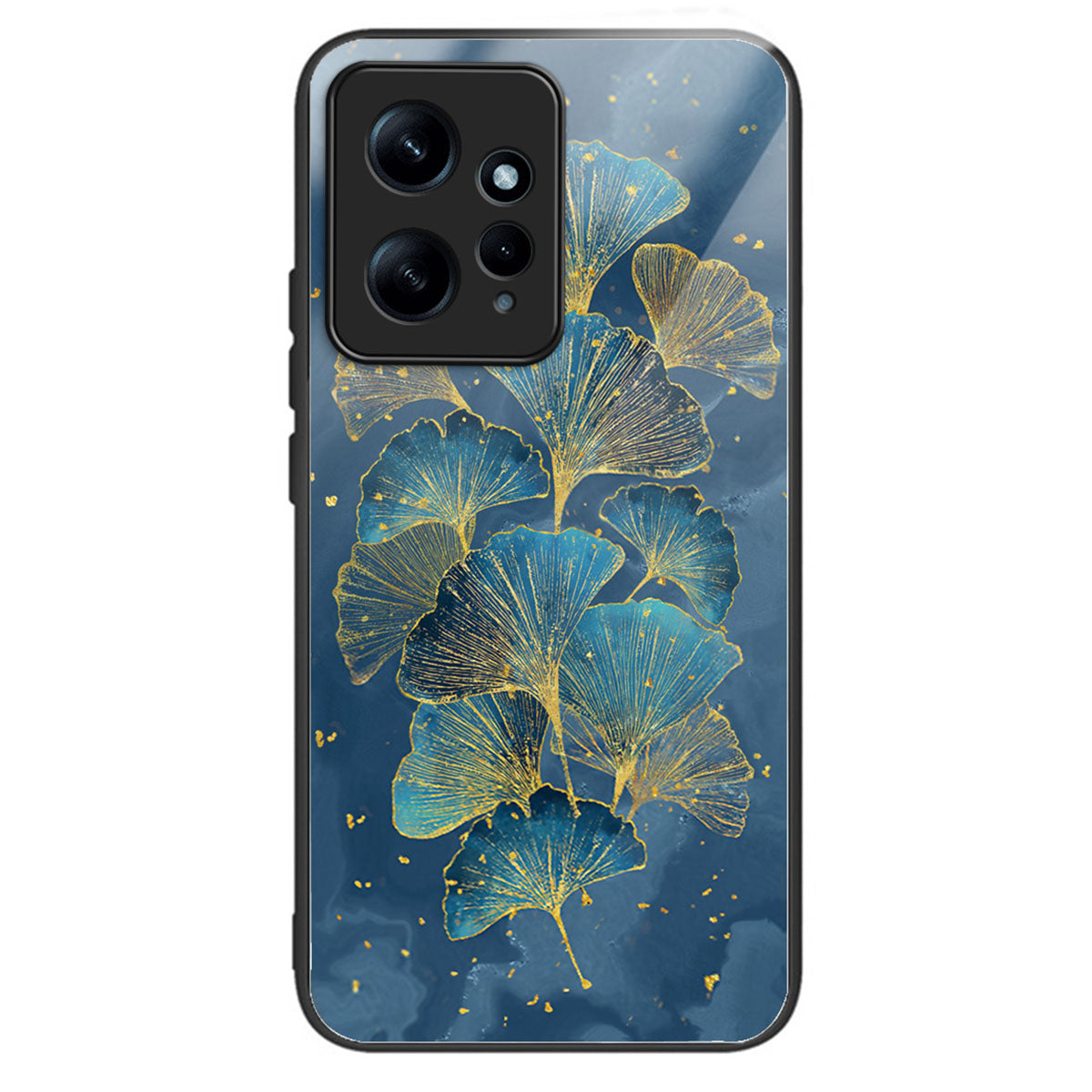 For Xiaomi Redmi Note 12 4G Phone Case Tempered Glass+TPU Anti-drop Cover - Ginkgo Leaves