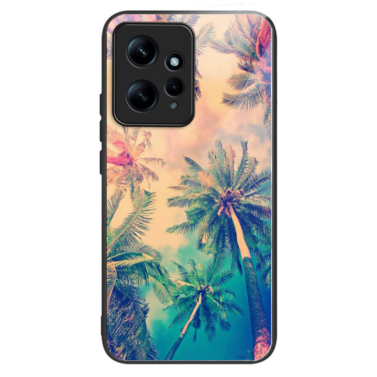 For Xiaomi Redmi Note 12 4G Phone Case Tempered Glass+TPU Anti-drop Cover - Ginkgo Leaves