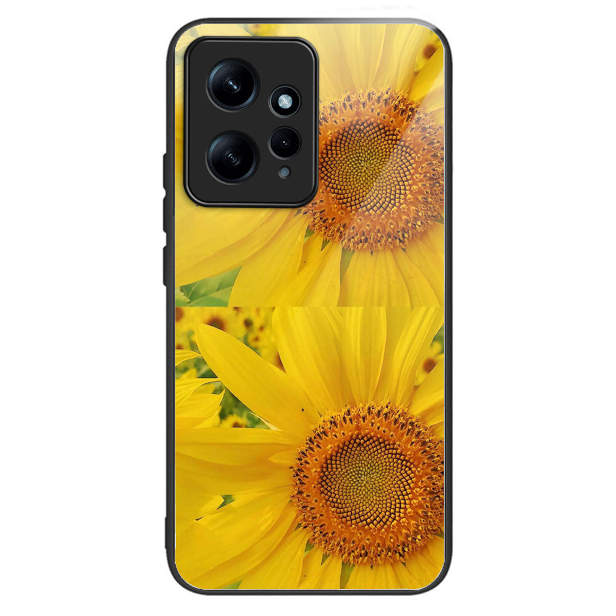 For Xiaomi Redmi Note 12 4G Phone Case Tempered Glass+TPU Anti-drop Cover - Ginkgo Leaves