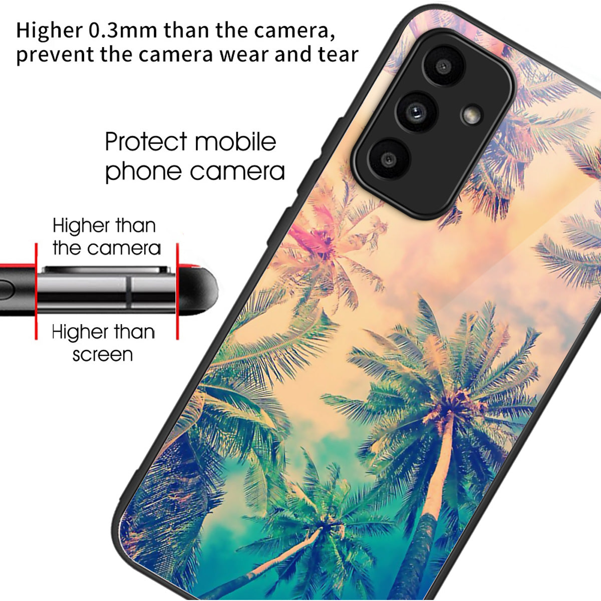For Samsung Galaxy A15 4G / 5G Tempered Glass Case Drop-proof Protection Pattern Print - Tree