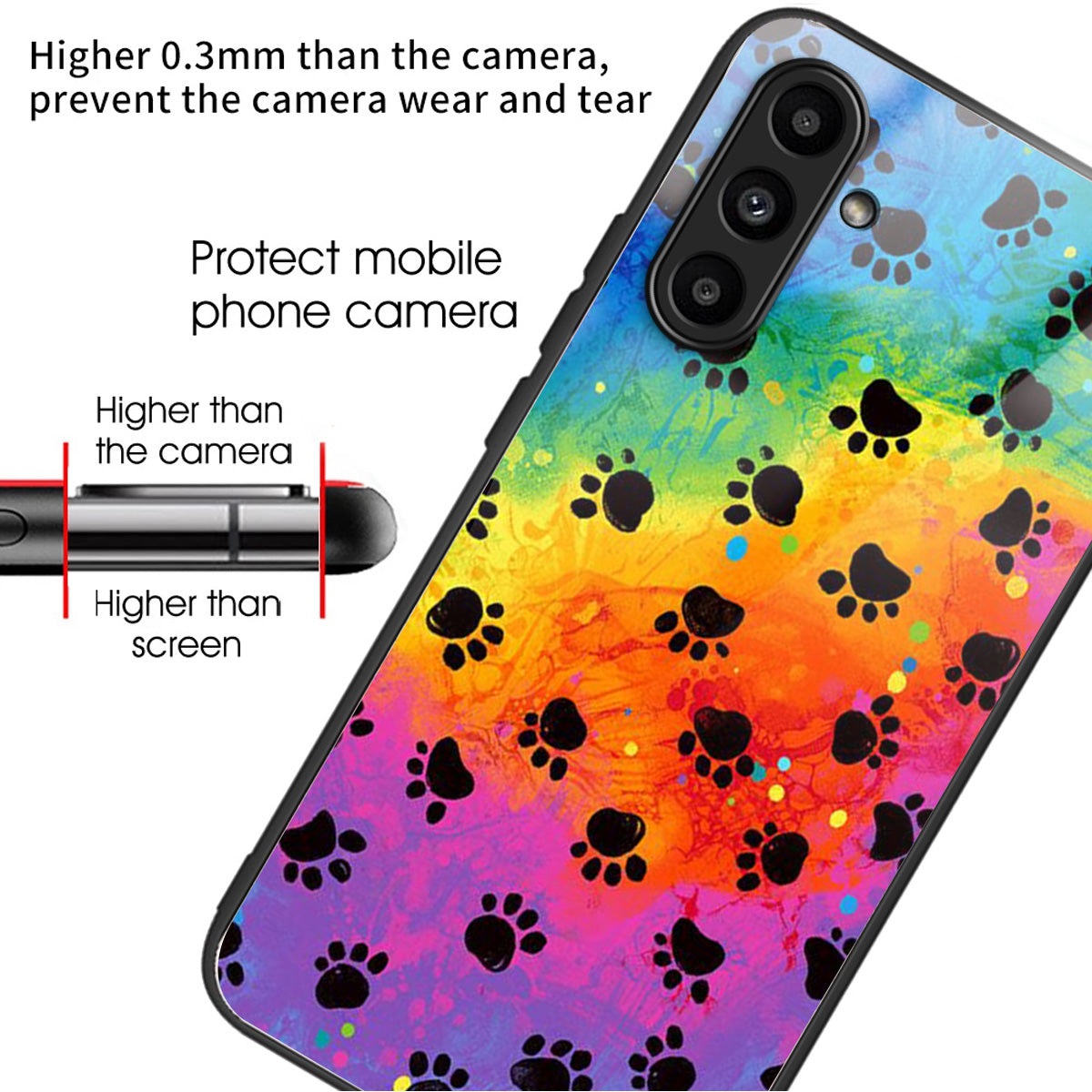 For Samsung Galaxy A14 4G / 5G Phone Cover Pattern Printing Tempered Glass Case - Footprint