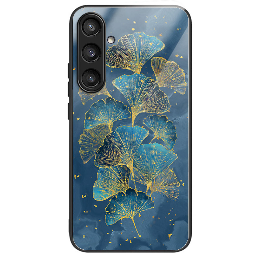 For Samsung Galaxy S24 Tempered Glass Case TPU Frame Cover Pattern Printing - Sunflower